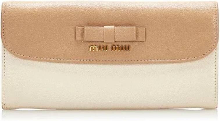 Miu Pre-owned Pre-owned Leather wallets Bruin Dames