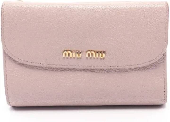Miu Pre-owned Pre-owned Leather wallets Roze Dames