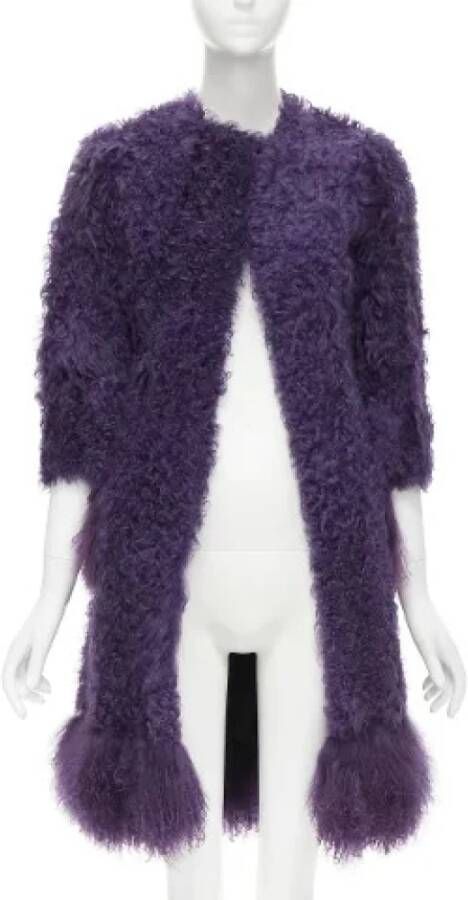 Miu Pre-owned Tweedehands bont bovenkleding Purple Dames