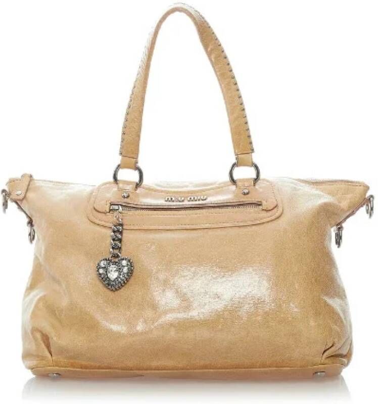 Miu Pre-owned Voldoende lederen handtassen Beige Dames