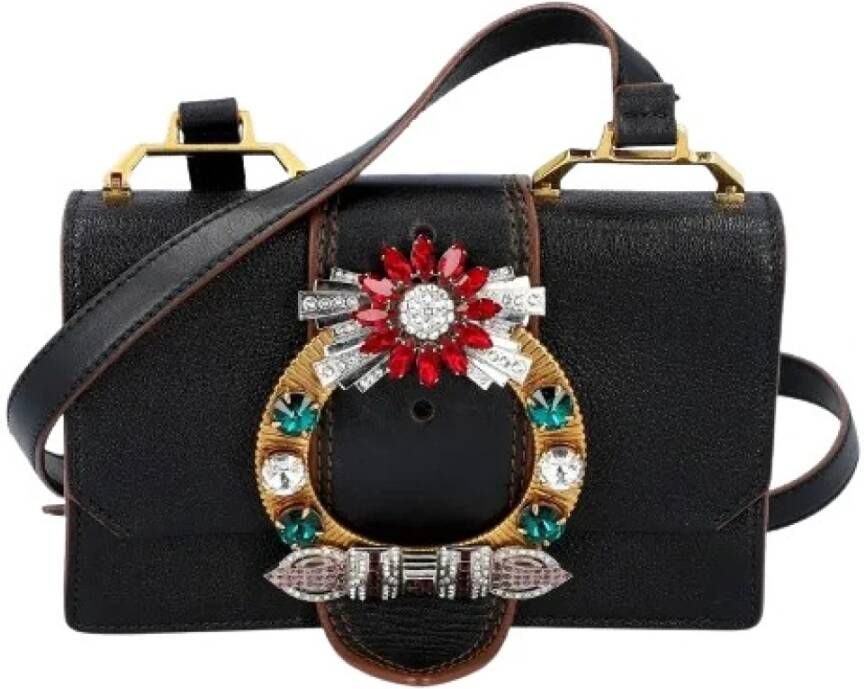 Miu Pre-owned Voldoende lederen handtassen Zwart Dames
