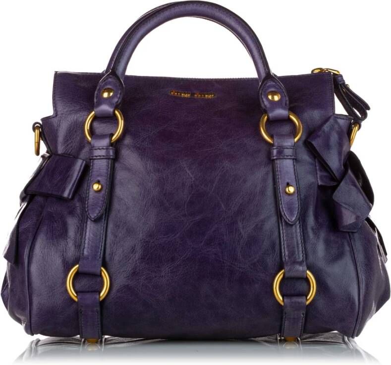 Miu Pre-owned Vooraf eigendom Vitello Lux Bow Satchel Paars Dames