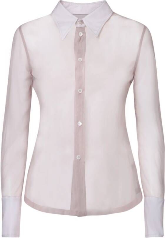 MM6 Maison Margiela Avant-Garde Roze Doorschijnende Tule Shirt Roze Dames