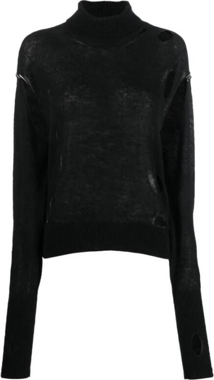 MM6 Maison Margiela Turtleneck Sweater met Distressed Effect Black Dames
