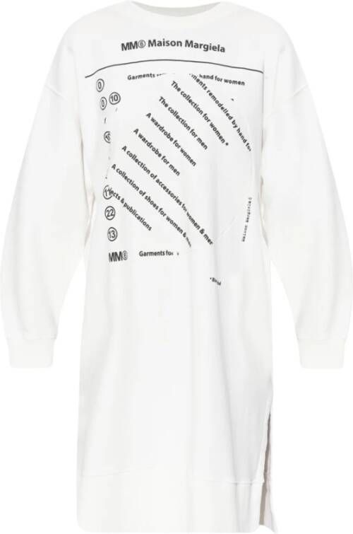 MM6 Maison Margiela Witte Casual Midi Jurk van Katoen White Dames