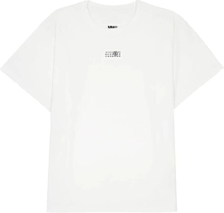 MM6 Maison Margiela Heren Wit Katoenen T-shirt met Zwart Logo White Heren