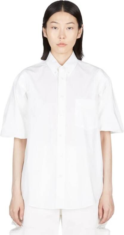 MM6 Maison Margiela Katoenen Poplin Overhemd met Knoopsluiting White Dames