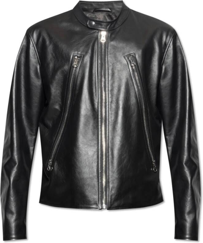 MM6 Maison Margiela Leather Jackets Zwart Heren