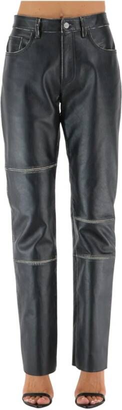 MM6 Maison Margiela Leather Trousers Zwart Dames