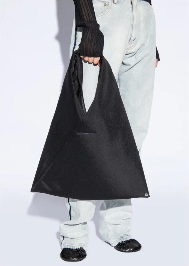 MM6 Maison Margiela Panel Gebreide Handtas met Leren Afwerking Black Dames