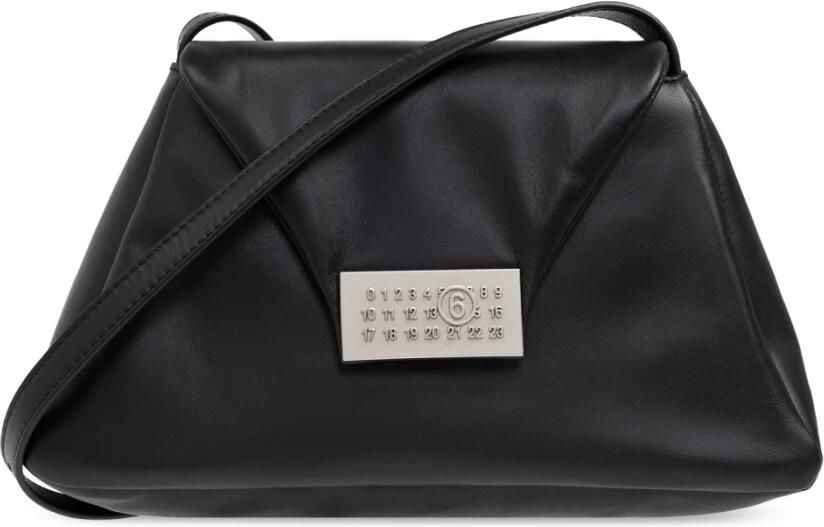 MM6 Maison Margiela Hobo bags Numeric Medium Soft Crossbody Leather Black in zwart