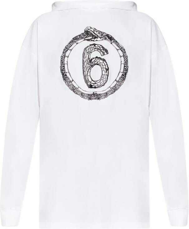 MM6 Maison Margiela Korte dagjurk met Ouroboros-print White Dames