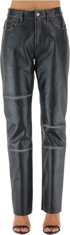 MM6 Maison Margiela Leather Trousers Black Dames