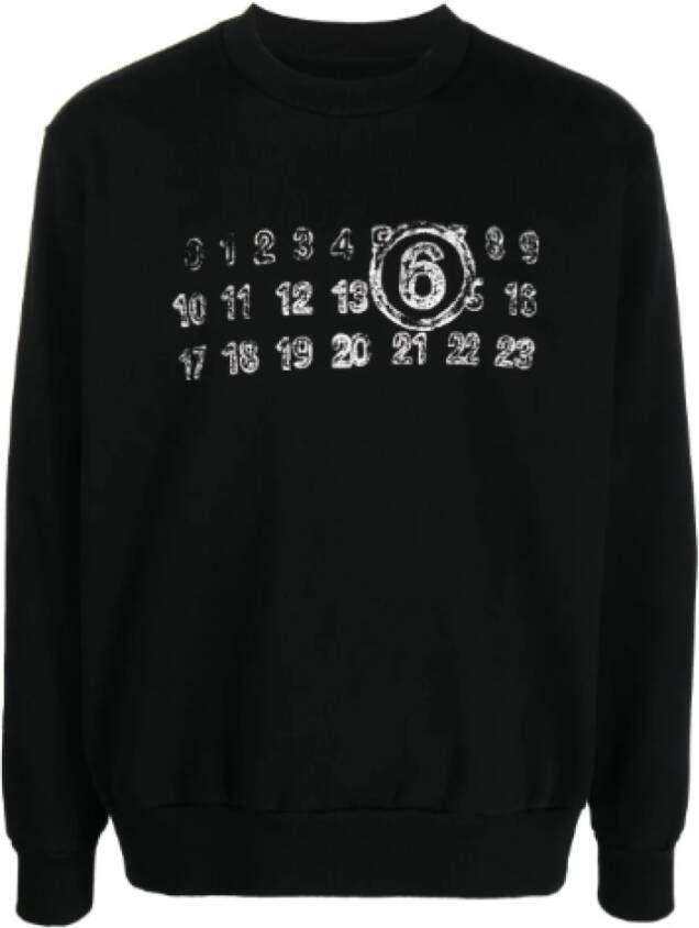 MM6 Maison Margiela Zwart Logo Katoenen Sweatshirt Black Dames