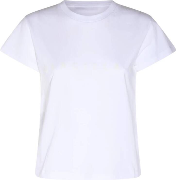 Maison Margiela Logo Print Katoenen T-Shirt voor Dames White Dames