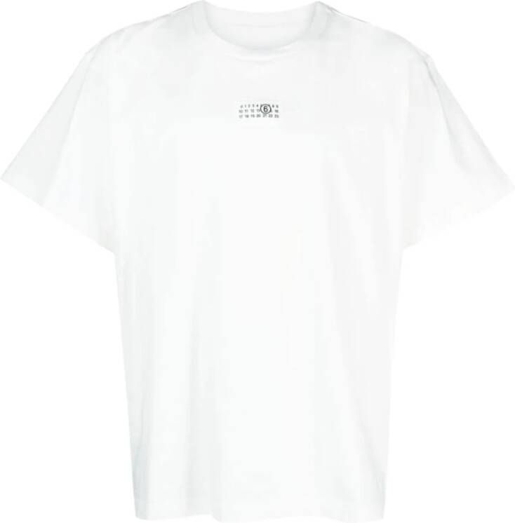 MM6 Maison Margiela T-shirt met numeriek logo en oversized pasvorm White