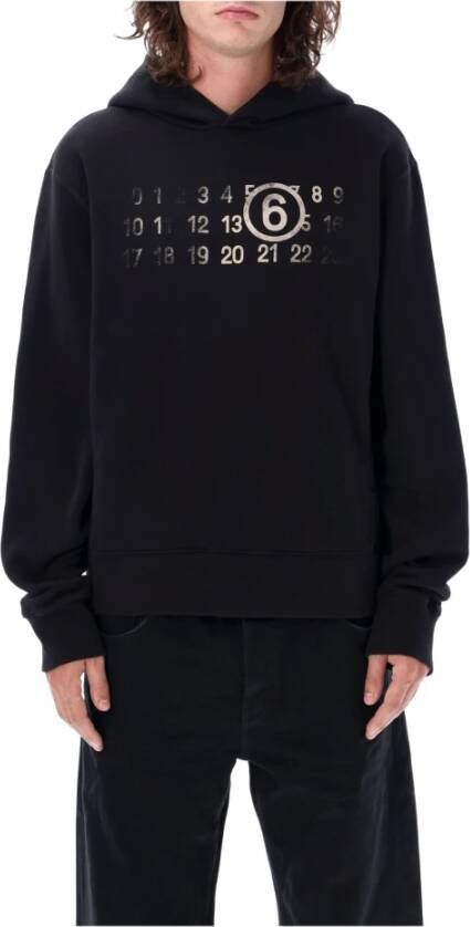 MM6 Maison Margiela Zwarte Gebreide Hoodie voor Heren Aw23 Zwart Heren