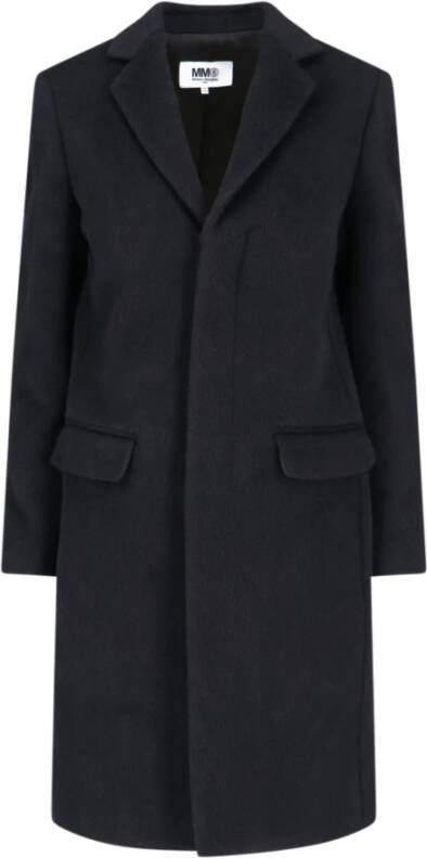 MM6 Maison Margiela Zwarte wollen blend jas met omgekeerde revers Zwart Dames