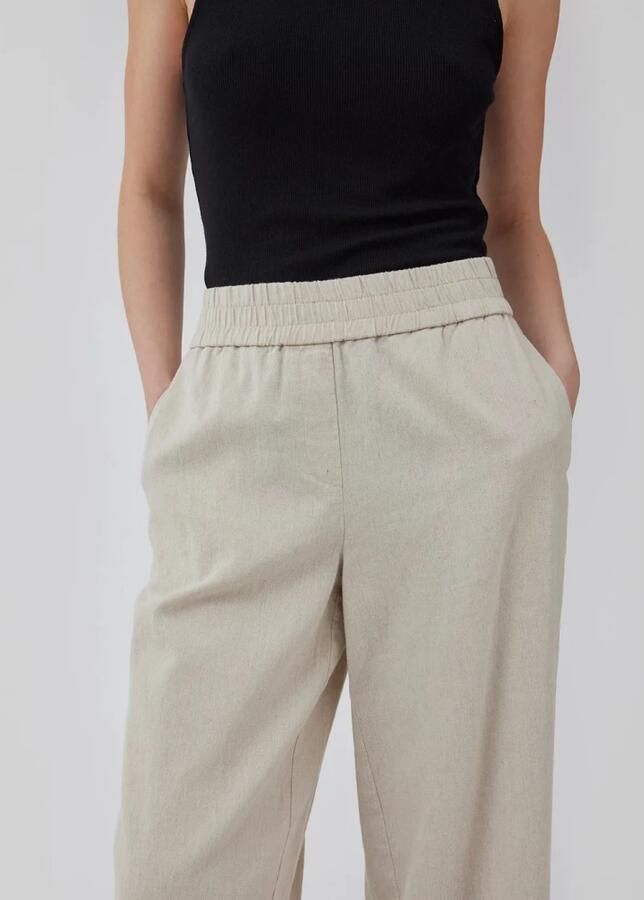 Modström Beige Linnen Wijde Pijpenbroek Honor Beige Dames - Foto 5