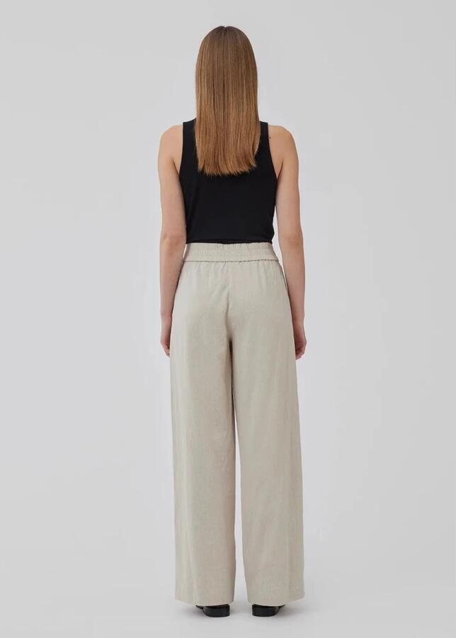 Modström Beige Linnen Wijde Pijpenbroek Honor Beige Dames - Foto 6