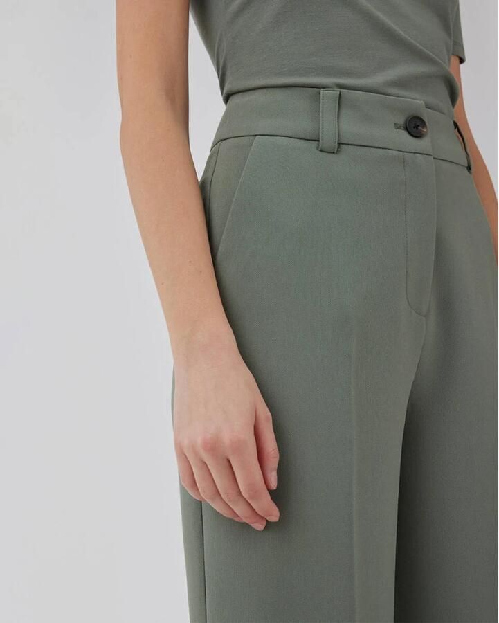Modström high waist straight fit pantalon Gale grijsgroen - Foto 7
