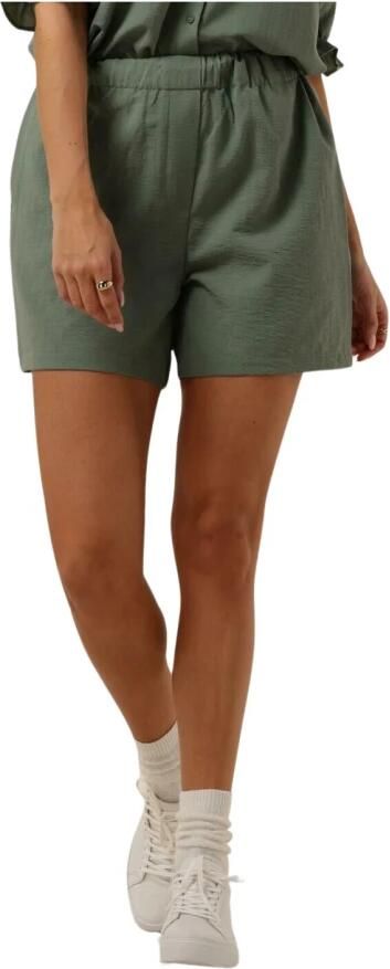 Modström high waist straight fit short van polyester grijsgroen - Foto 3
