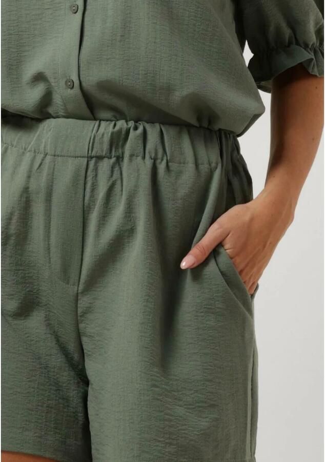 Modström high waist straight fit short van polyester grijsgroen