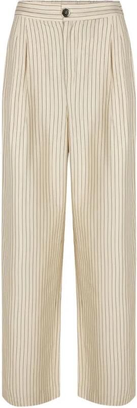 Modström wide leg pantalon Isabel met krijtstreep zand zwart - Foto 8