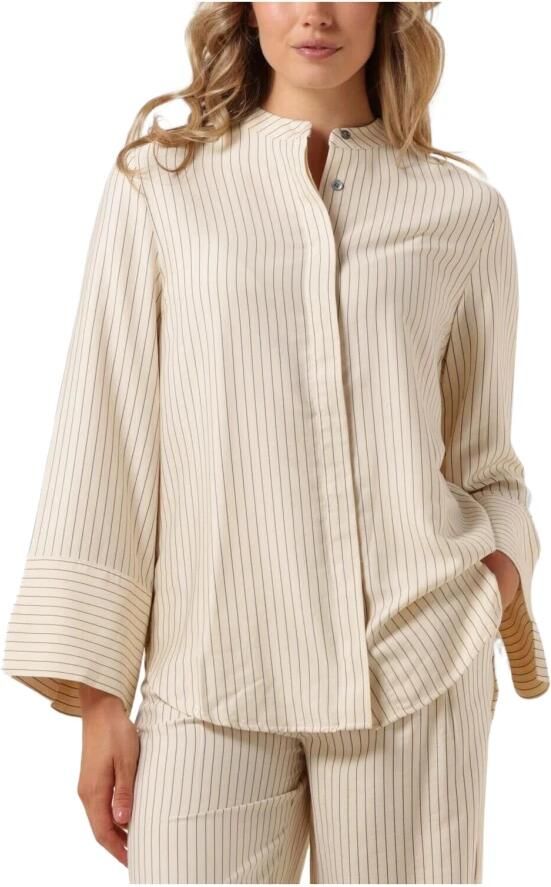 Modström Overhemd met hoge hals split en cropped mouwen Beige Dames - Foto 10
