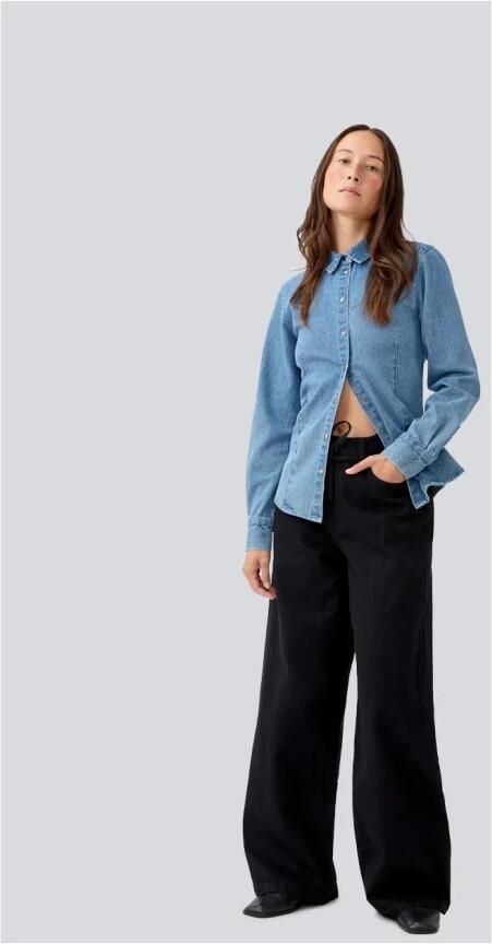 Modström regular waist wide leg jeans black denim - Foto 3