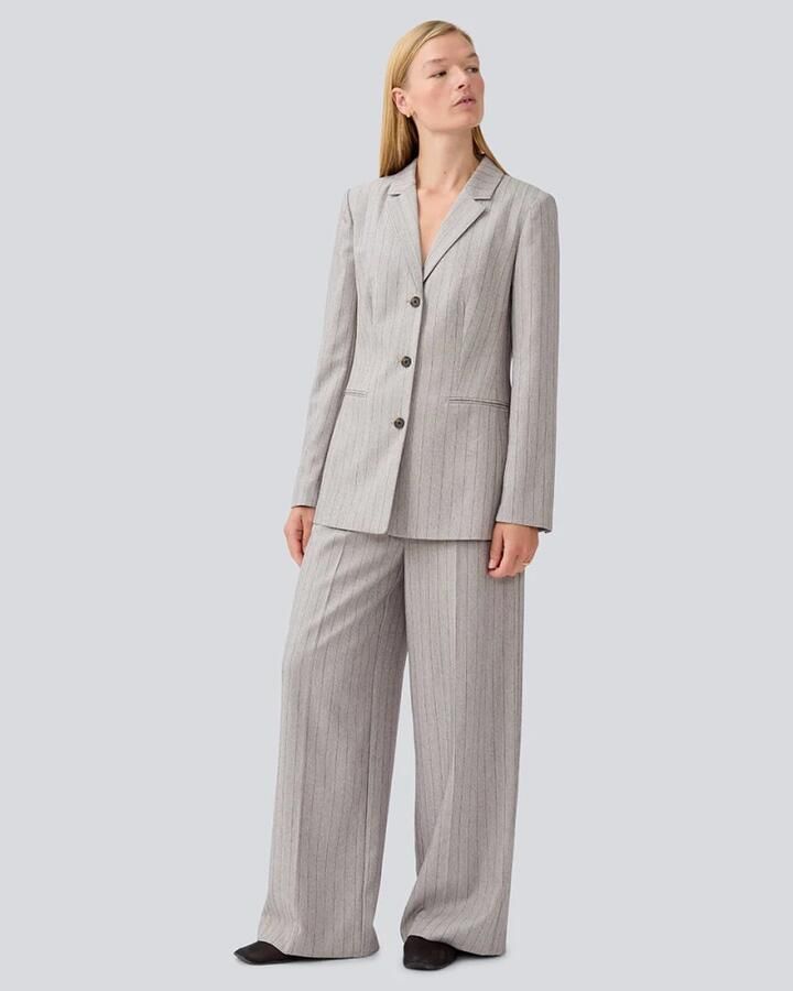 Modström wide leg regular waist broek grijs melange - Foto 3