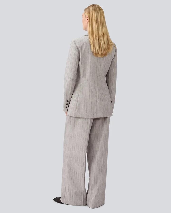 Modström wide leg regular waist broek grijs melange - Foto 4