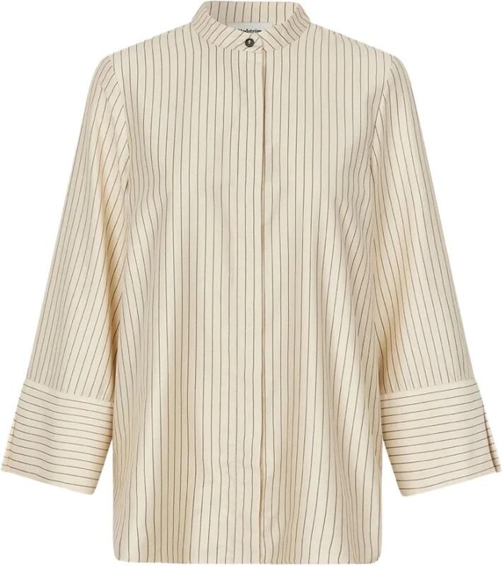 Modström Overhemd met hoge hals split en cropped mouwen Beige Dames - Foto 7