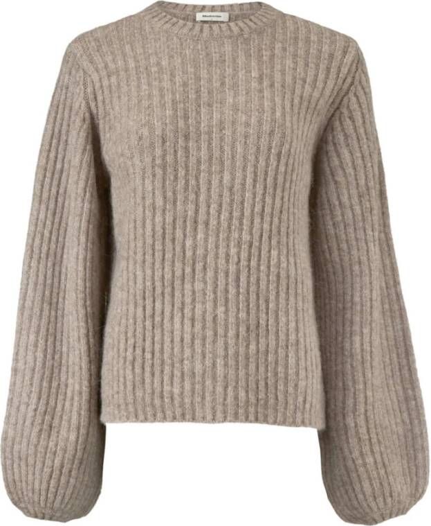 Modström Gebreide pullover in riblook met alpaca model 'Goldie'