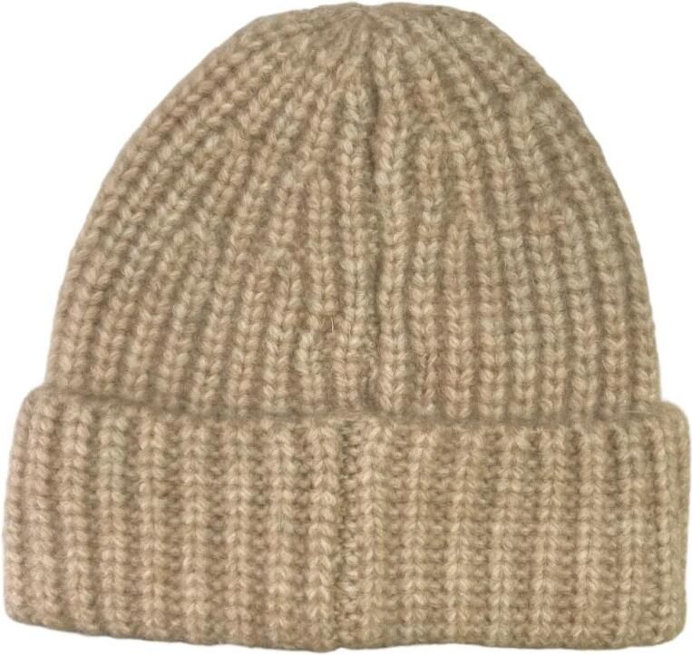 Molly Bracken Gebreide Melange Beanie met brede boord Beige Dames