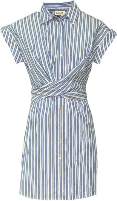 Molly Bracken Gestreepte Viscose Jurk met Strass Blue Dames - Foto 3
