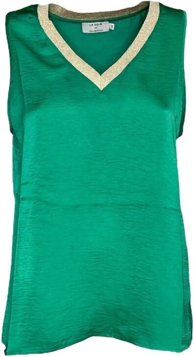 Molly Bracken Groene Polyester Tanktop met Gouden Rand Green Dames - Foto 3