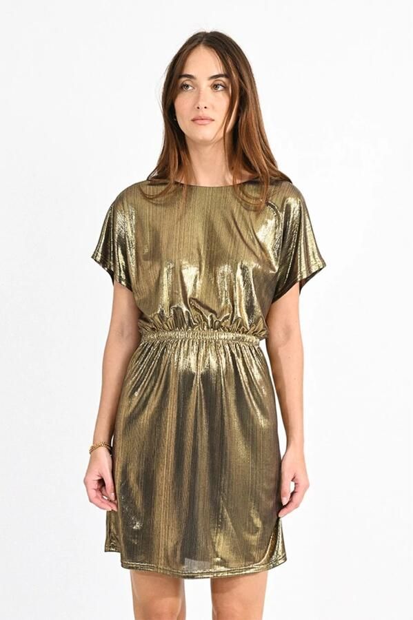 Molly Bracken Korte gouden imitatie leren jurk Yellow Dames