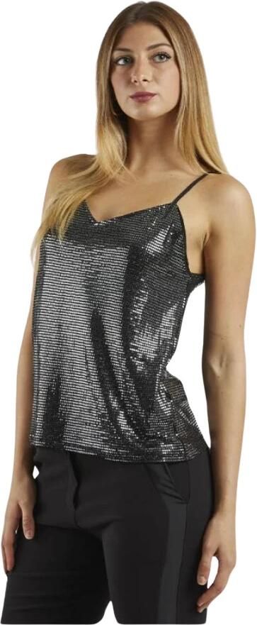 Molly Bracken Paillet Cami Top V-hals Stijl Gray Dames - Foto 3