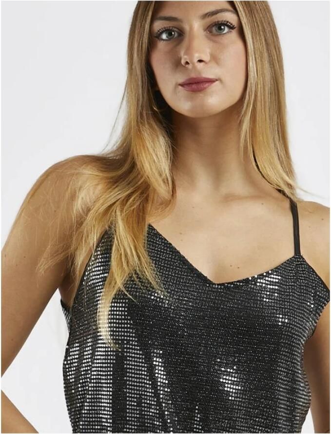 Molly Bracken Paillet Cami Top V-hals Stijl Gray Dames