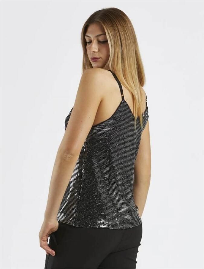 Molly Bracken Paillet Cami Top V-hals Stijl Gray Dames - Foto 2