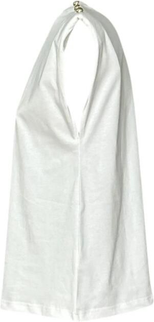 Molly Bracken Parel Versierde Ronde Hals Katoenen T-shirt White Dames - Foto 4