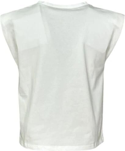 Molly Bracken Parel Versierde Ronde Hals Katoenen T-shirt White Dames - Foto 2
