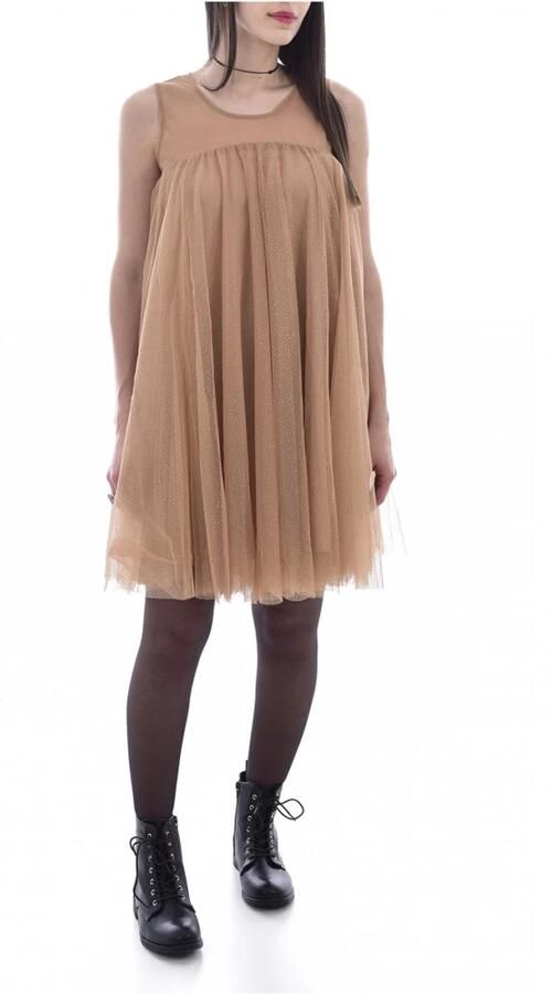 Molly Bracken Trapeze -jurk in glitter tule Beige Dames