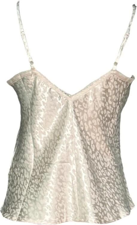 Molly Bracken Luipaard Satijnen Hemdje Rechte V-hals Beige Dames
