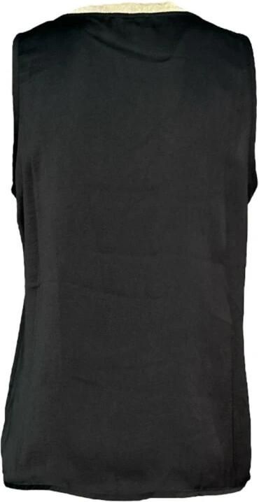 Molly Bracken Zwarte katoenen tanktop met gouden rand Black Dames