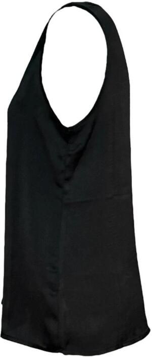 Molly Bracken Zwarte katoenen tanktop met gouden rand Black Dames - Foto 2