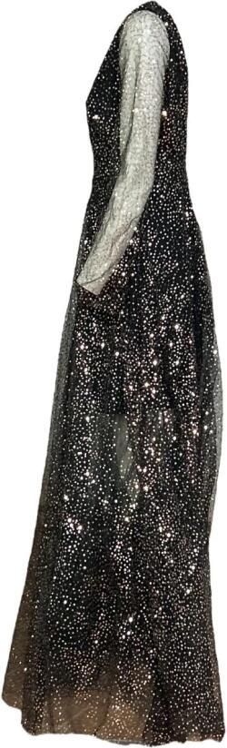 Molly Bracken Zwarte tule jurk met gouden pailletten Black Dames