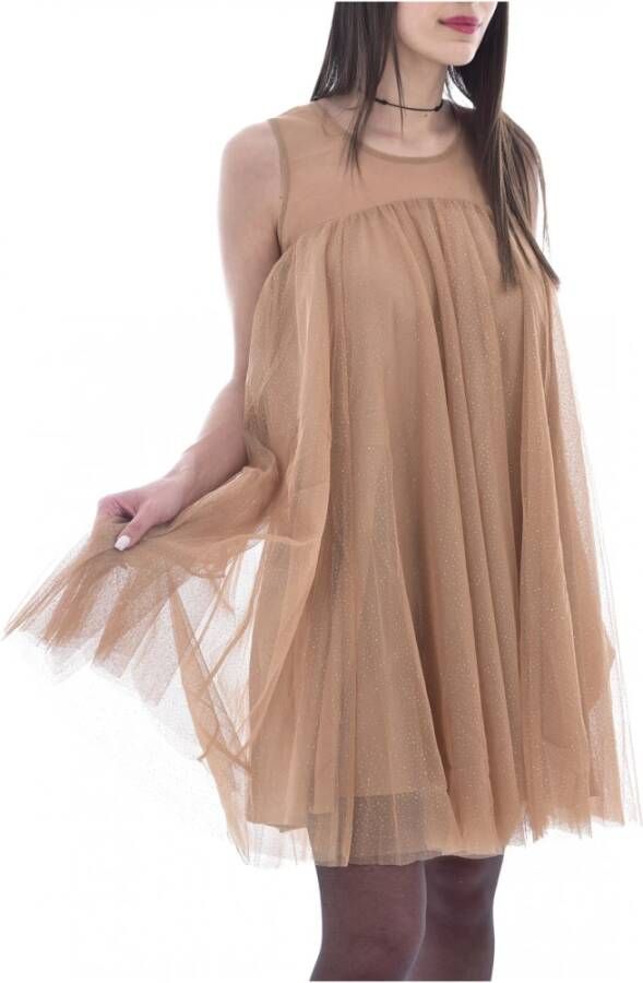 Molly Bracken Trapeze -jurk in glitter tule Beige Dames