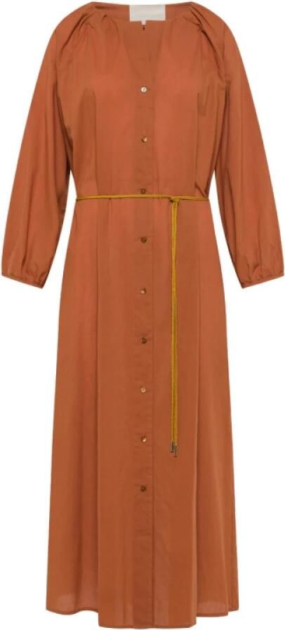 Momoni Terracotta Katoenen Jurk met Ballonmouwen Orange Dames